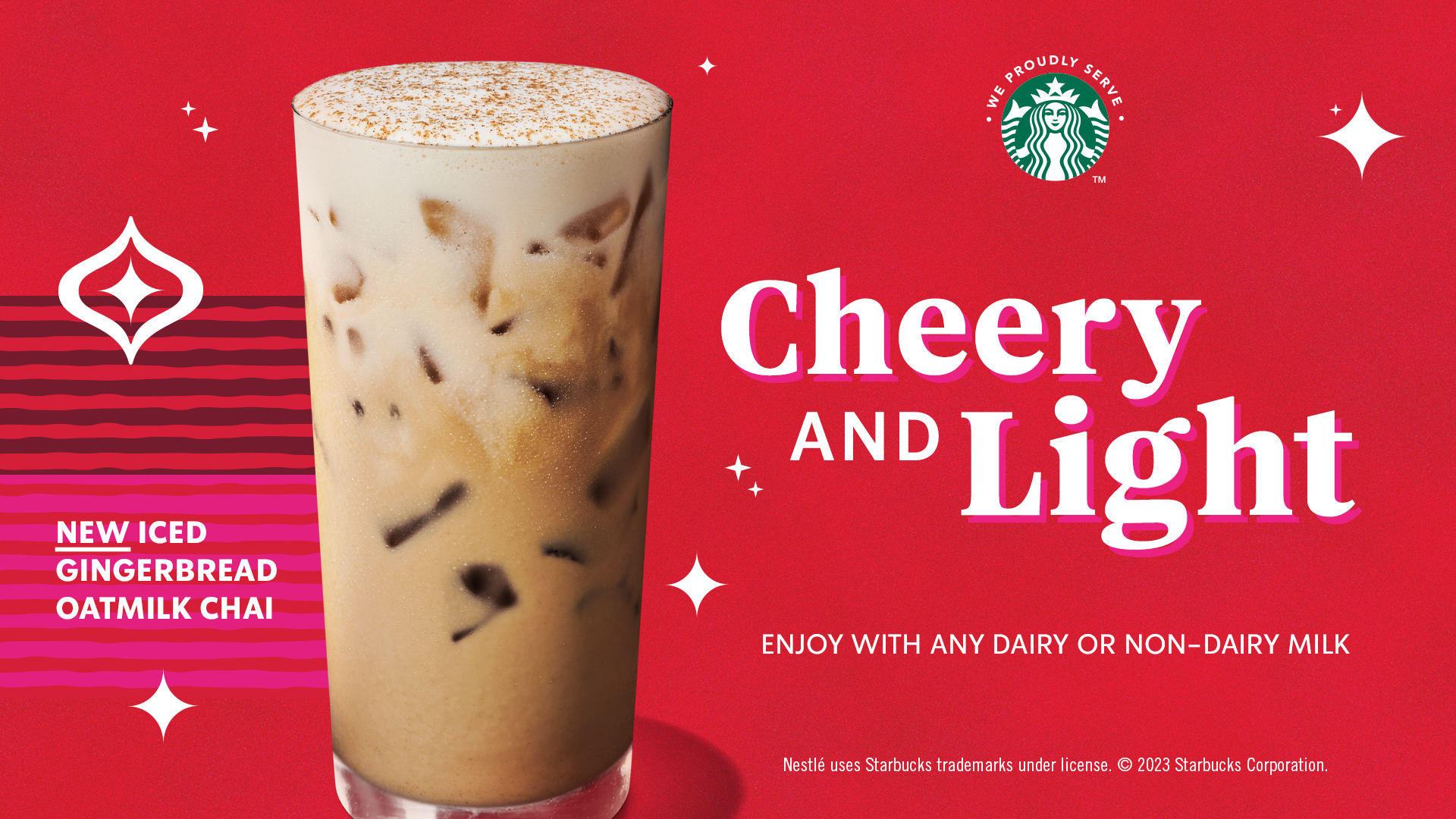 New iced gingerbread oat milk cookie beverage