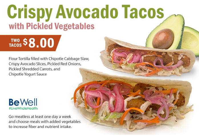 introducing our all Crispy Avocado Tacos